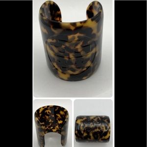 COPY - Tory Burch Tortoise Resin Wide Cuff Logo Bracelet